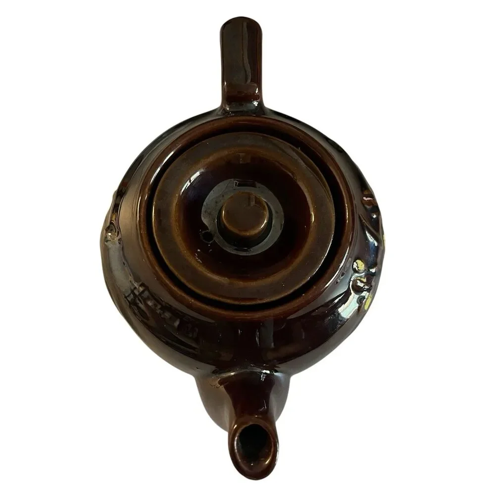 Vintage Hadson Dark Brown‎ Hand-painted Teapot Made In Occupied Japan